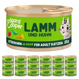 Edgard & Cooper Set van 18 stuks nat kattenvoer, graanvrij, 85 g (set van 18), echt voedsel, voedzaam slachtafval, gezonde ingrediënten (lam/kip)