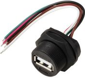 TRU COMPONENTS TC-E13T-FU2-PWF-0.1PV TC-13543556 USB 2.0-bus voor montage aan de achterkant met draad IP67 (schroefdraad) kabel 0,1 m Waterdichte kunststof