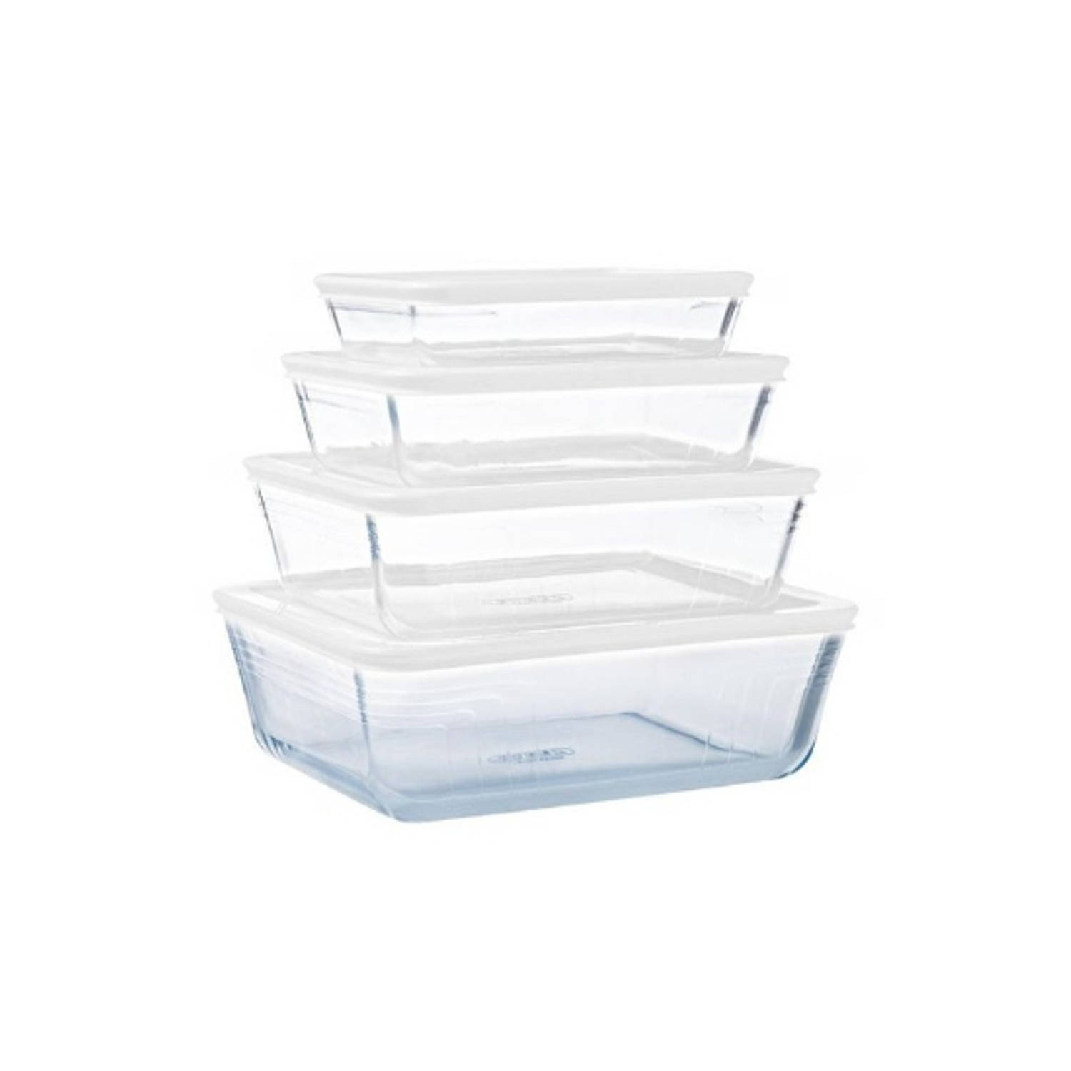 Pyrex cook & freeze ovenschaal met deksel - set van 4 stuks - glas -