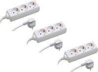 Meister Tido 7430470 Stekkerdoos, 3-voudig, set van 3, 5 m kabel, wit, IP20