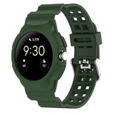 Wigento Google Pixel Watch 1 en 2 Siliconen horlogeband met geïntegreerde behuizing