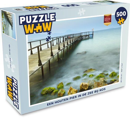 MuchoWow Puzzel Een houten pier in de zee bij Kos - Legpuzzel - Puzzel 500 stukjes