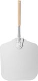 HENDI Vierkante pizzaschep – korte houten handgreep – aluminium – 405x760 mm