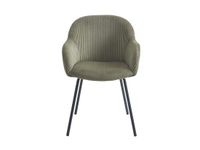 Vente-unique Set van 2 stoelen met armleuningen van ribfluweel en zwart metaal - Kaki - MARENZIA