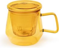 Bredemeijer - Tea for one - theeglas met filter Livorno 290ml - amber geel - theezeef