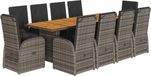 vidaXL 11-delige Tuinset met Kussens, Poly Rattan, Grijs