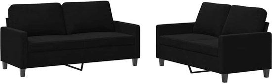 vidaXL 2-delige Loungeset met kussens fluweel zwart
