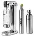 Bouteille d'eau en Inox avec fonction eau gazeuse, 1 litre, incluant une bouteille PET, couleur argent