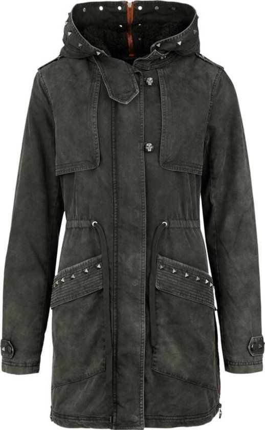 Rock Rebel by EMP Grijze Tussenseizoensjas met Studs - Dames - XL