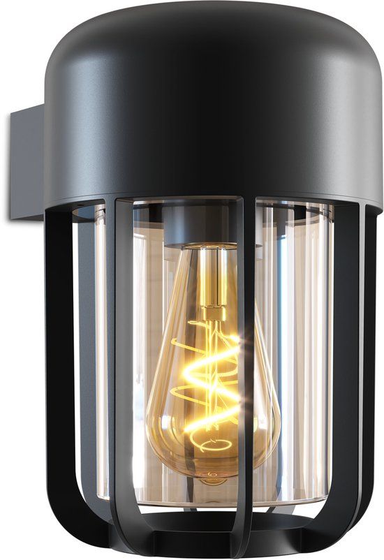Calex Faenza Outdoor Wandlamp – E27 Fitting – IP65 Waterdicht – Dag Nacht Sensor – Zwart