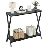 Garvee Consoletafel voor meubels, entree, consoletafel, gebruik in de entree en woonkamer, voor het plaatsen van decoratie en alledaagse voorwerpen, robuuste structuur, 80 x 30 x 81 cm, zwart