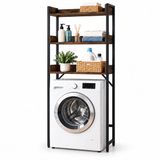 Merkloos Relaxdays Wasmachine kast - 166x63x25 cm - bruin-zwart