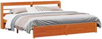 vidaXL Bedframe met plank Wasbruin 200 x 200 cm Massief vurenhout