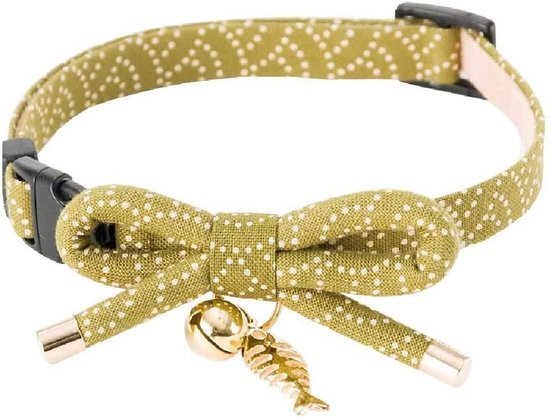 SPIRE-PETS NECOICHI ZEN kattenhalsband groen met vis bedel groen