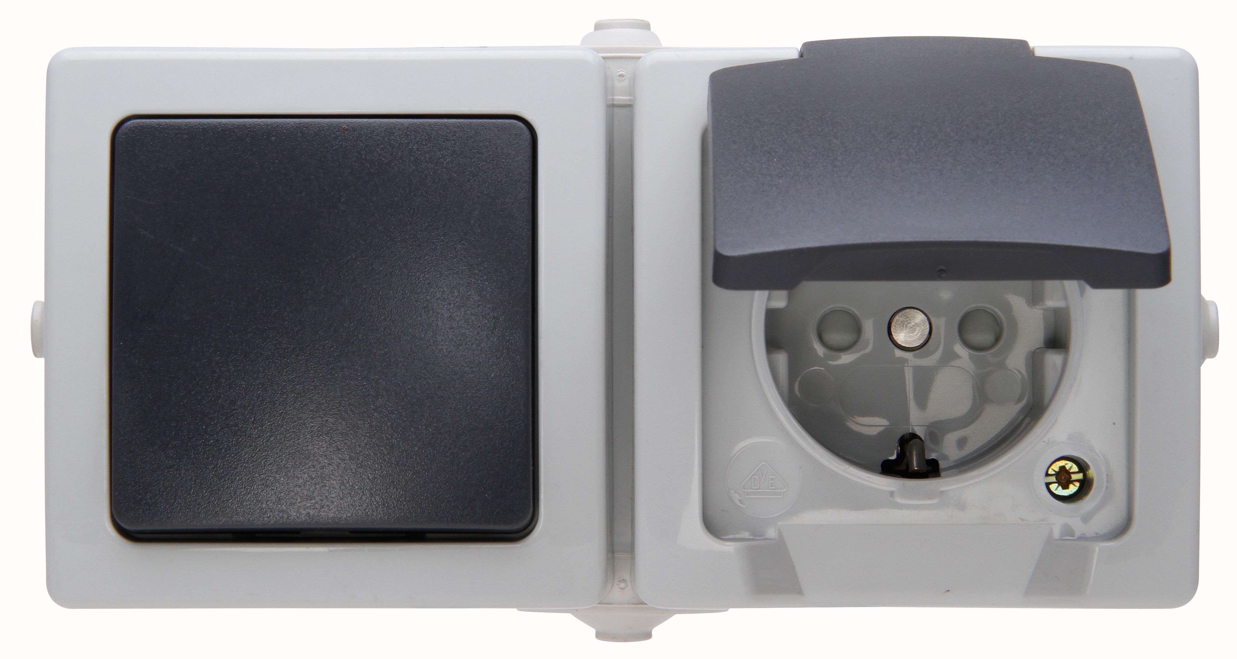 Kopp 138656001 Wandcontactdoos Zwart, Grijs IP44