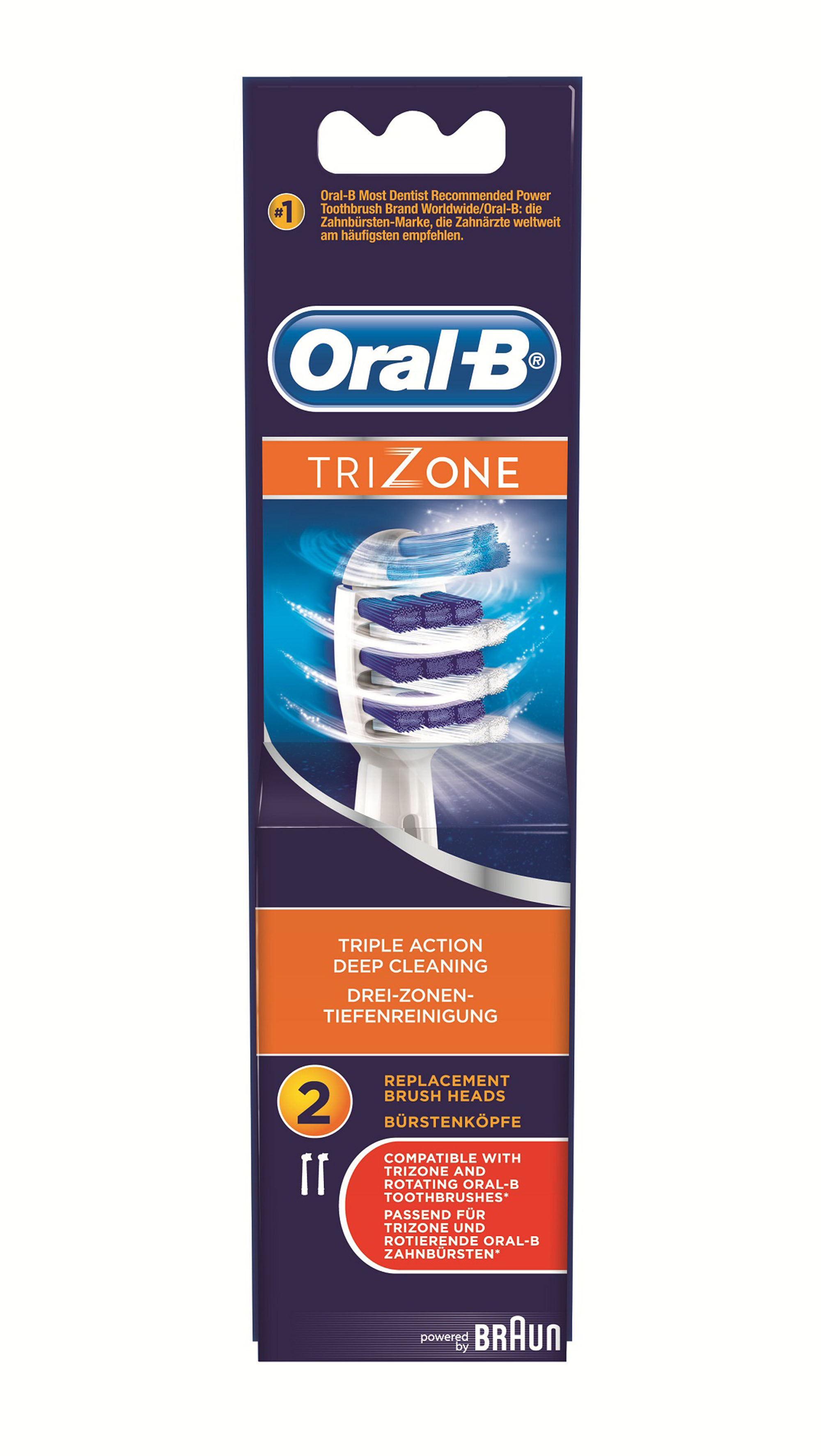 Braun 2 TriZone Elektrische Tandenborstel Opzetborstels