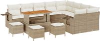 vidaXL Salon de jardin 13 pièces Beige Polyrotin