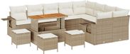 vidaXL Salon de jardin 13 pièces Beige Polyrotin