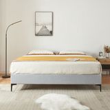 [en.casa] Tweepersoonsbed Lilla met matras 160x200 cm lichtgrijs