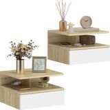 HOMCOM Nachtkastje - Spaanplaat - 35x32x22,5cm - Wit en Eiken
