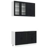vidaXL Unité de cuisine PORTO 4 pc Noir Bois d'ingénierie