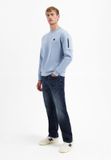 No Excess Ronde hals sweater met mouwrits Dusty Blue XXXL