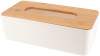 Tendance Tissuebox/tissuedoos - wit - bamboe hout