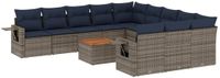 vidaXL 12-delige tuinbankset met kussens, grijs, polyrotan