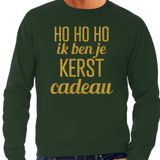 Bellatio Decorations Foute kersttrui/sweater voor heren - Hohoho kerst cadeau - groen - glitter goud XL