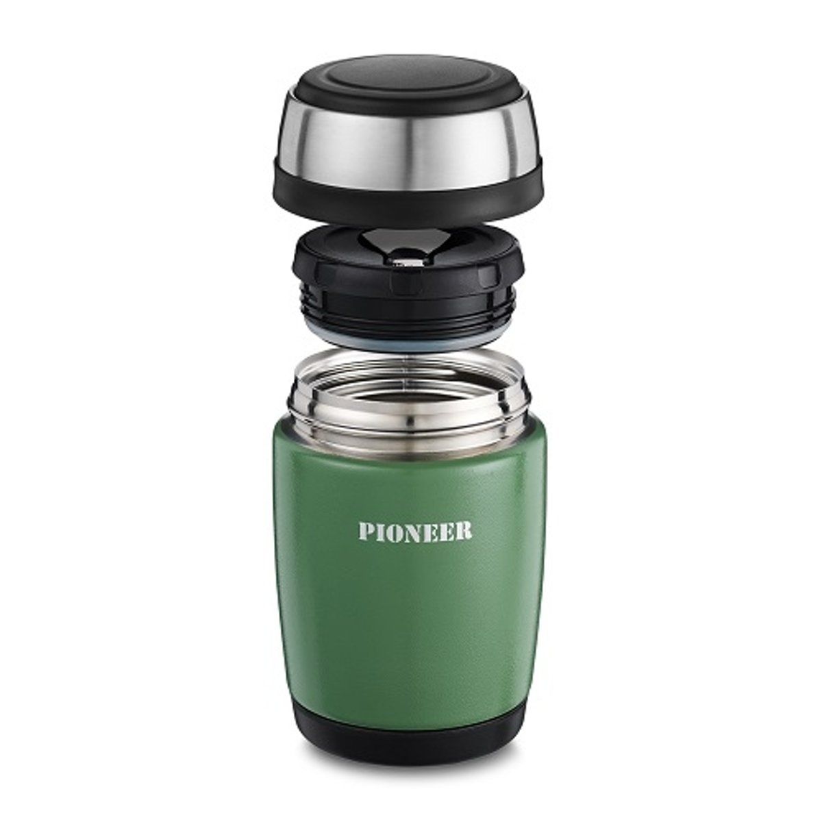 Pioneer by Grunwerg Vacuum Thermos Voedselcontainer 0,38L - Metallic Groen - Pioneer