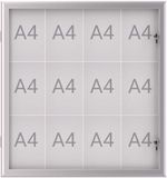 MAUL Vitrine MAULexcite liggend formaat 12 x A4 aluminium 100 x 95.6 x 2.8 cm zilver