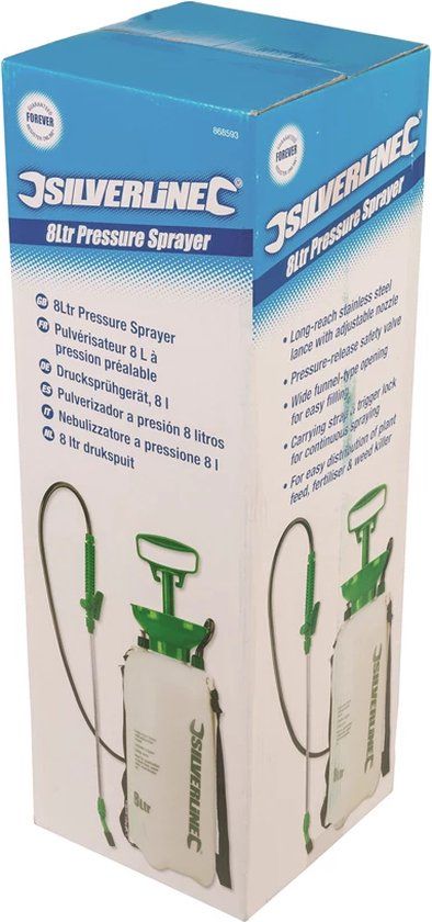 Silverline Drukspuit - 8 liter - Verstelbare stalen lans - Ergonomisch ontwerp