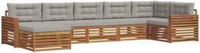 vidaXL Hoek loungeset 7-zits Acaciahout Naturel en lichtgrijs