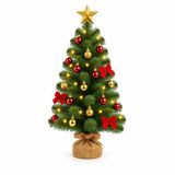 Yorbay Mini Kunstkerstboom 70 cm - LED - Rood-Goud Versierd