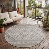 Paco Home Vloerkleed 120 cm Rond Beige 2 Polypropyleen Laagpolig Symmetrisch patroon