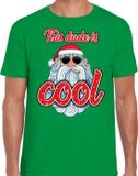 Bellatio Decorations Fout Kerst shirt / t-shirt - Stoere kerstman - this dude is cool - groen voor heren - kerstkleding / kerst outfit L