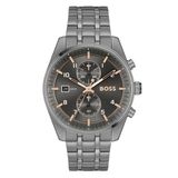 BOSS HB1514153 SKYTRAVELLER Heren Horloge - Chronograaf - Mineraalglas - Staal - Grijs - 44 mm