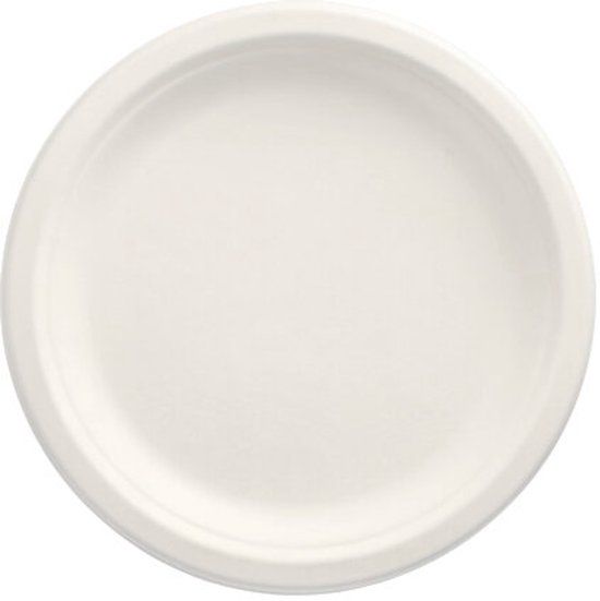 PAPSTAR 50 Borden van suikerriet pure 1-vaks Ø 23 cm · 2 cm wit