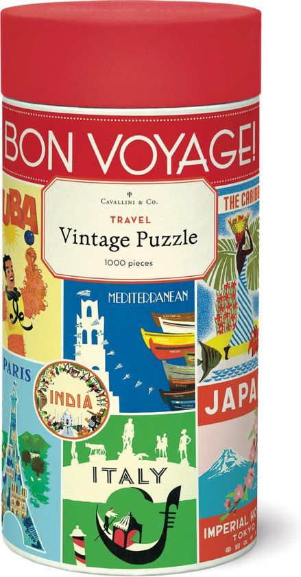 LetterBox Cavallini Vintage Puzzel - Travel - 1000 stukjes - Bon Voyage