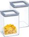 5Five Pot de stockage - 2x - cuisine/alimentaire - plastique - 1000 ml - couvercle hermétique - transparent - 10 x 10 x 14 cm