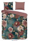 Muller Textiles Pure dekbedovertrek bloemen - 2 persoons 200x200/220 cm - Petrol - Microvezel