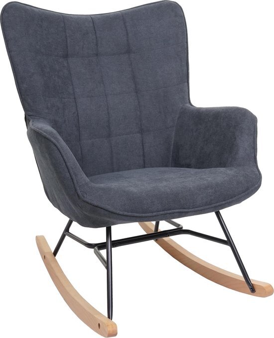 Schommelstoel MCW-K36, schommelstoel relaxfauteuil TV-fauteuil, stof/textiel OEKO-TEX ~ antraciet