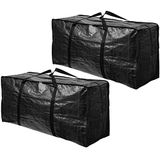BAGTHAT! 2 Pack XXL Moving Bags Jumbo Extra Grote Heavy Duty Sterkere Handvatten Wrap Around Opbergzakken Moving Totes Opbergbakken Rits Herbruikbare Verhuisbenodigdheden Verhuisdozen Kleding