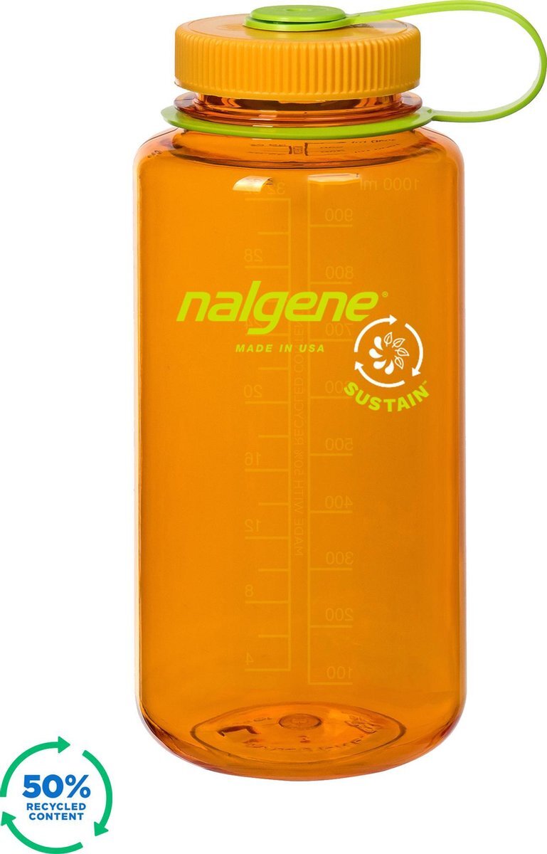 Nalgene Sustain Wide Mouth 1000ml - drinkfles - Clementine Sustain