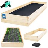 KOTARBAU® Moestuinbak, Verhoogd Tuinbed, Vurenhout, 200 x 100 x 27 cm, Natuurlijk, Plantenbed, met Vlies en Handschoenen met Klauwen, Groentebed, Bloembak Hout Buiten