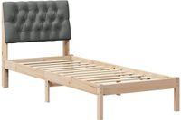 vidaXL Bedframe met Gevoerde Hoofdbord Bruin 75 x 190 cm