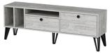 Support TV, gris-blanc, 150x53x35 cm, mélamine, design moderne