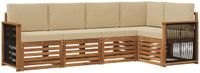 vidaXL - Bank loungeset - 5 zitplekken - Natuurlijk en beige - Massief Acacia Hout