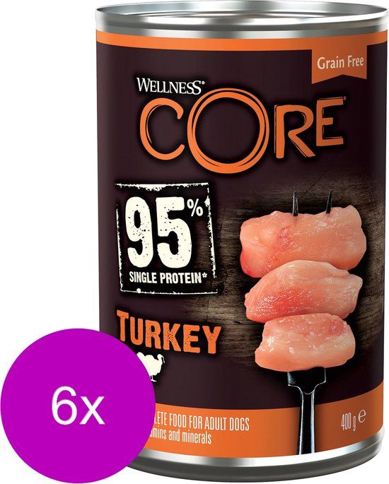 Wellness CORE Kalkoen & Boerenkool Natvoer - 6 x 400g - Graanvrij
