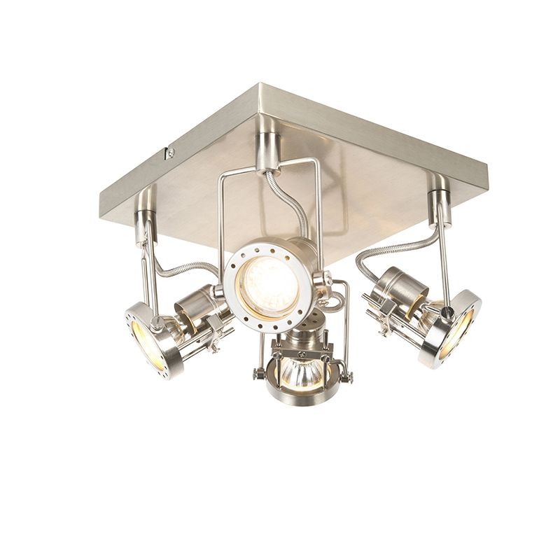 QAZQA Suplux Plafond spot 4 lichts H 155 mm Staal | 8718881066276